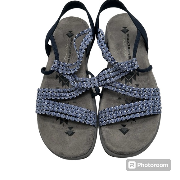 Sketchers Memory Foam strappy sandal blue and gray size 8 - Picture 1 of 6